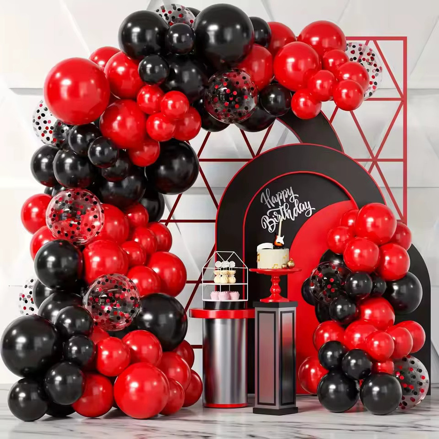 72 Stück Girlandenbogen-Set mit Latexballons in Schwarz und Rot inklusive Konfetti für deine Party, Hochzeit oder Geburtstagsdekoration - Bild 5