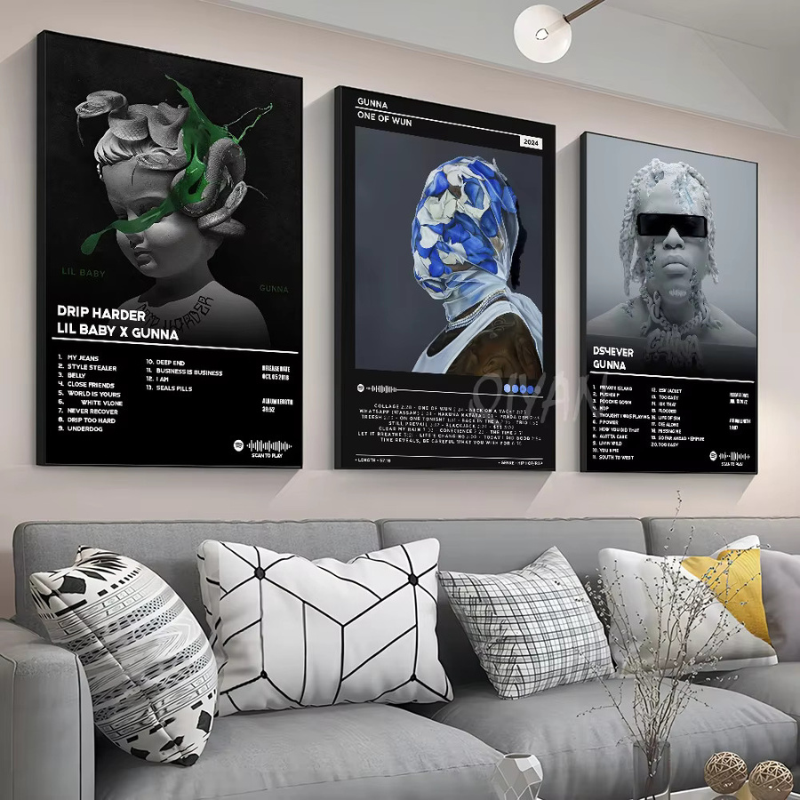 Wasserfester selbstklebender Wandaufkleber Gunna Hip-Hop Rapper Musikplakat in Mehrfarbig für moderne Zimmerdekoration - Bild 3