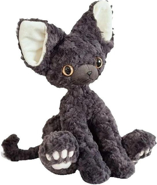 Schwarze Deutsche Katze Plüschtier Schwarz und Weiß 50cm - Bild 1