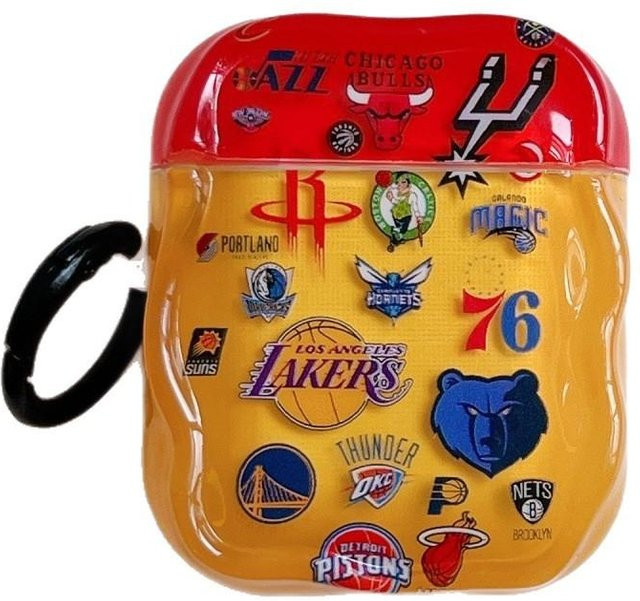 NBA Basketball Logo Schutzhülle für Apple AirPods 1. Generation und AirPods Pro 1. Generation in Orange - Bild 1