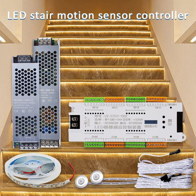 MJJC Treppenlicht-Controller mit PIR-Bewegungsmelder für 12 V LED-Streifen, warmweiß, 32 Stufen - Bild 1