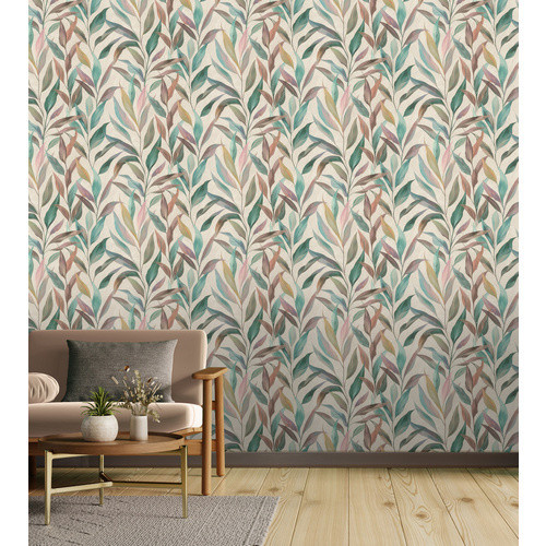 Rasch Vliestapete Fiesta mit modernem Blattmuster, selbstklebend, blau/grün/beige/lila/mehrfarbig, B: 0,53 m, L: 6 m - Bild 1