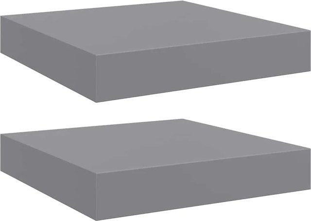 vidaXL Schweberegale Set aus MDF und Metall in Grau, 2 Stück, B/T/H: 23 x 23,5 x 3,8 cm - Bild 1