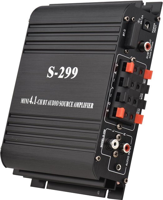 S-299 Mini 4.1 Audio-Leistungsverstärker mit Bluetooth und USB, Tragbarer 4x40W Verstärker in Schwarz für Auto und Zuhause mit Fernbedienung - Bild 1