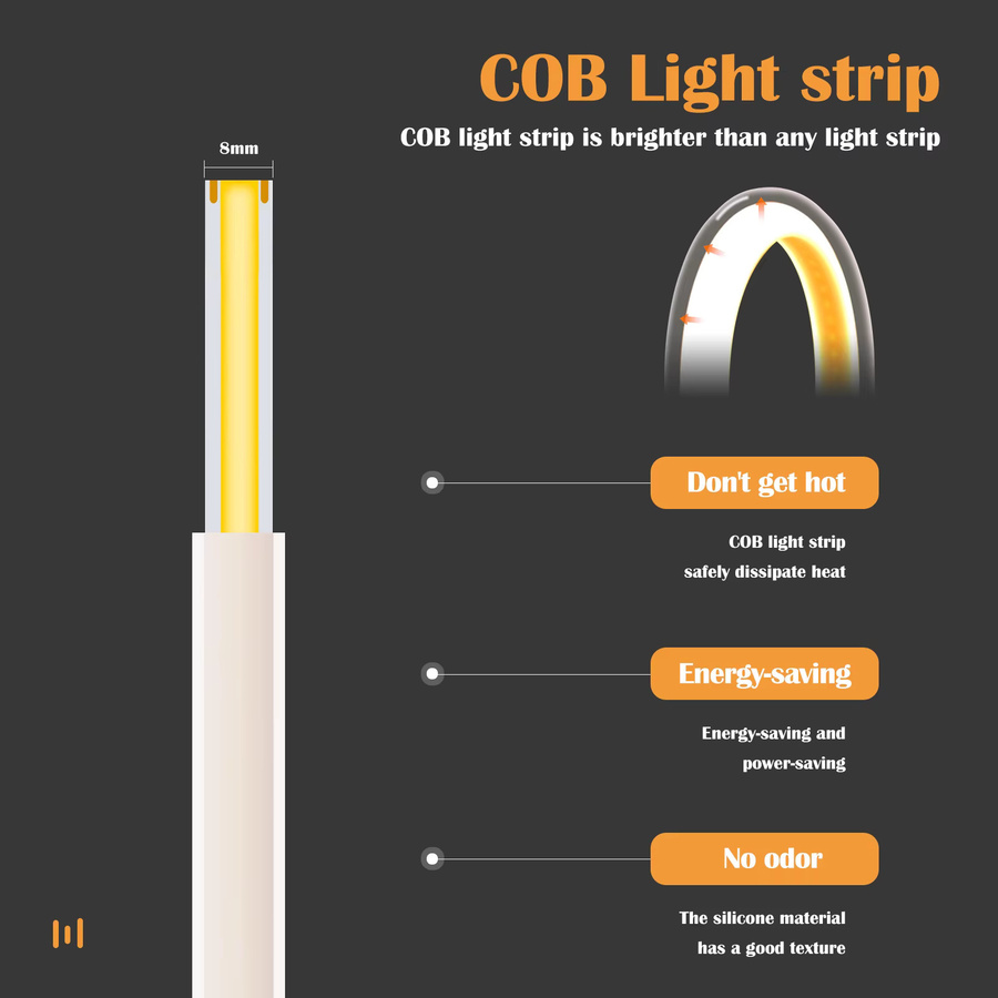 KISUFU COB LED Neonstreifen Licht in Weiß, wasserdichtes superflexibles LED-Band mit 288 LEDs/m, 220V-230V, Cool White - Bild 4