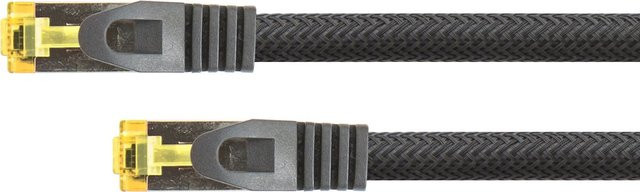 Python Series RJ45 Patchkabel Cat.7 S/FTP mit Nylongeflecht und Rastnasenschutz, schwarz, 25 m - Bild 1