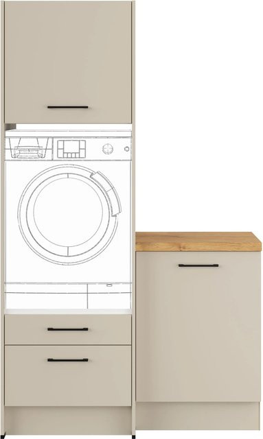 Impuls Küchen Hauswirtschaftsmodul HWR412308 in Kieselgrau mit Soft-Close-Türen, Breite: 123,2 cm - Bild 1