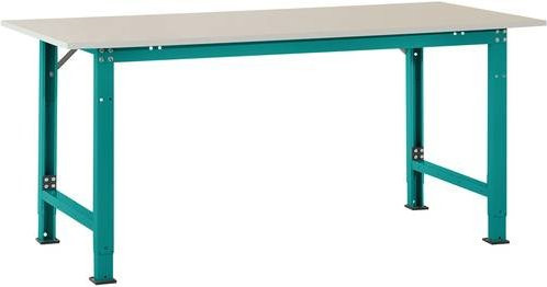 Manuflex PACKPOOL Spezial Packtisch mit Melaminplatte in Wasserblau, höhenverstellbar, B/T/H: 200 x 80 x 72,2-102,2 cm - Bild 1