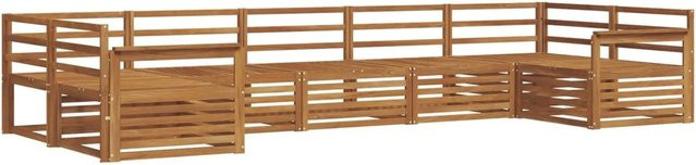 vidaXL Sofagarnitur aus Massivholz Akazie in Braun, 7-teiliges L-Shape Ecksofa Set mit Latten-Design - Bild 1