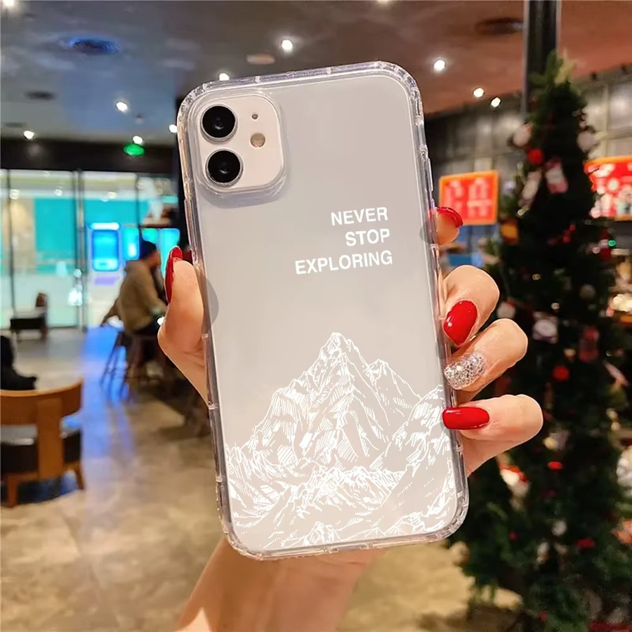 Transparente Silikon Handyhülle mit Bergketten-Muster für Apple iPhone 17 16 15 14 13 12 11 Pro Max Air Plus XS X XR - Bild 2