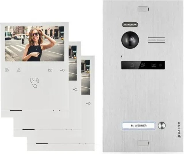 Balter Evo Quick Video Türsprechanlage für 1 Familienhaus mit 3x 4,3 Zoll Monitoren in Silber - Bild 1
