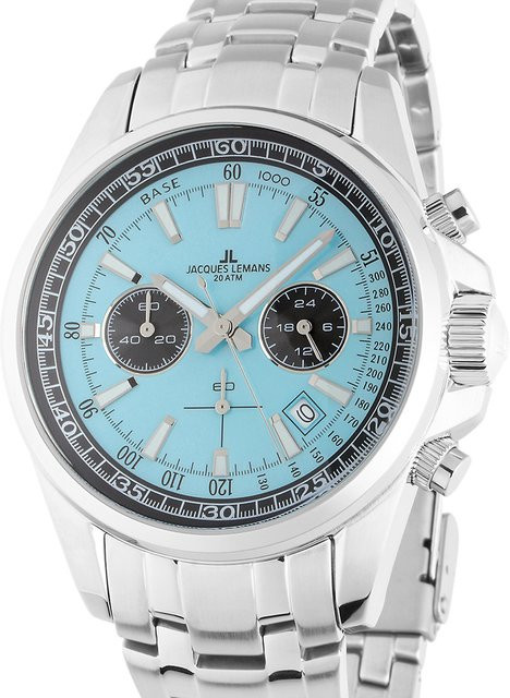 Jacques Lemans Chronograph, Edelstahl, Blau, Quarz, 44 mm, Herren - Bild 1