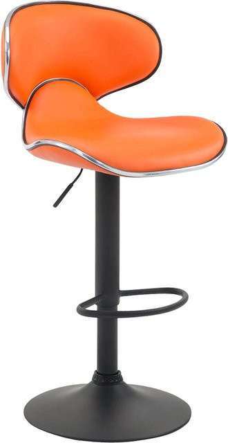 DELUKE Barhocker FAMIR Barstuhl mit Lehne aus Kunstleder in Orange und Schwarz, B/T/H: 46 x 49 x 88 cm - Bild 1