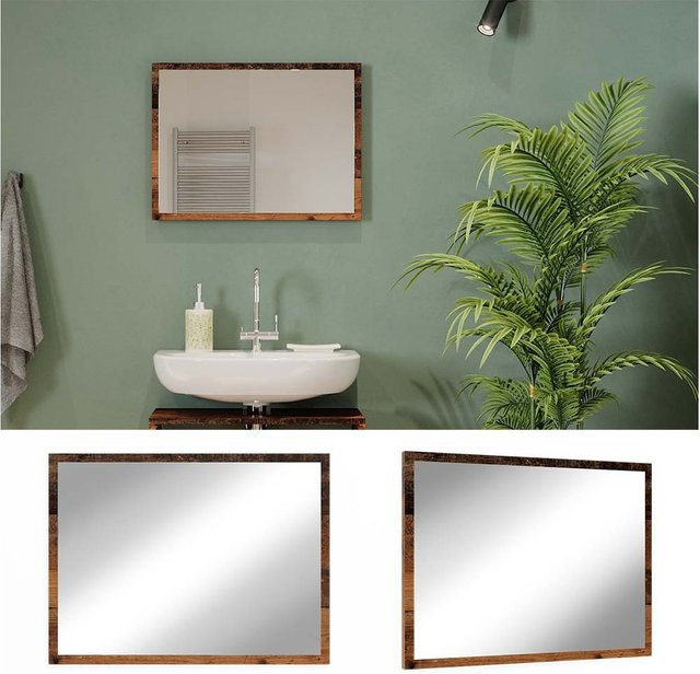 Vicco Badspiegel Kiko Old Style Wandspiegel in Braun, B: 60 cm, H: 45 cm - Bild 1