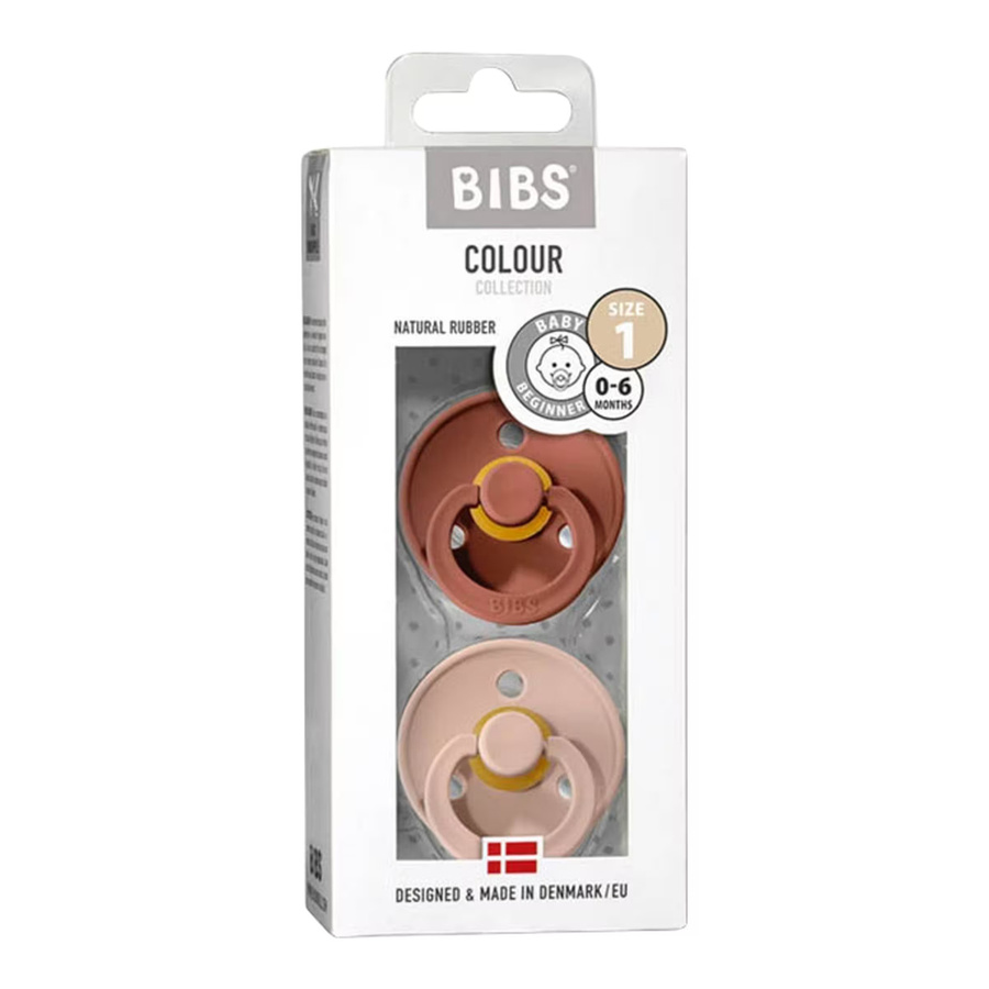 BIBS 2er-Pack Colour Schnuller aus Naturkautschuk in Cherry und Brown für 0-6 Monate - Bild 2