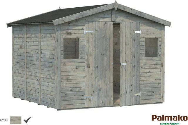 Palmako Dan Holz-Gartenhaus aus Fichte mit Satteldach und Boden in Grau, B/T/H: 295 x 280 x 220 cm - Bild 1