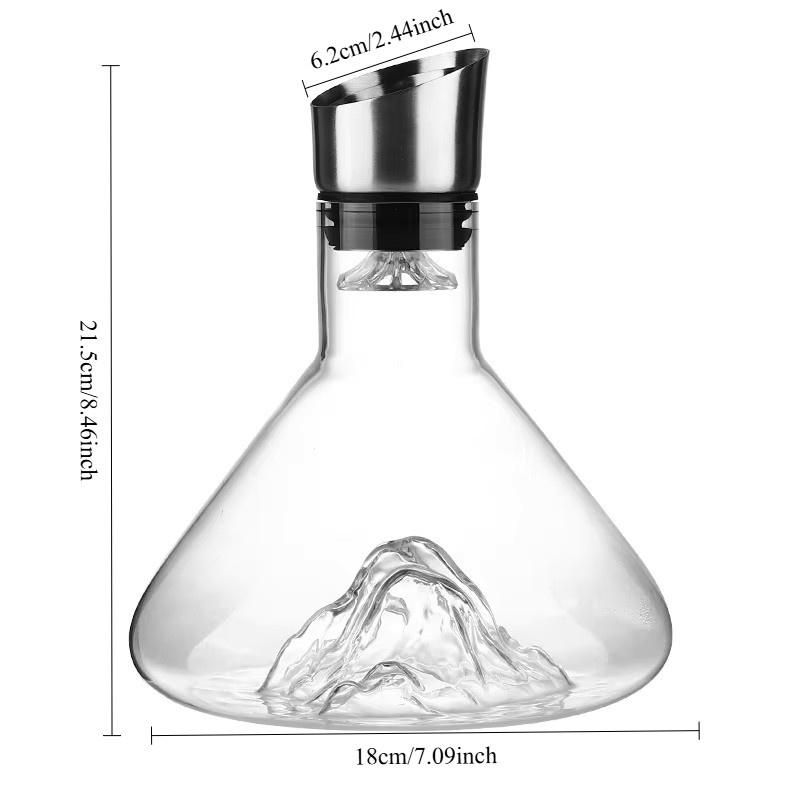 Handgemachter Kristall-Dekanter Eisberg aus bleifreiem Glas für Whisky und Wein, 1,5 l, transparent - Bild 5