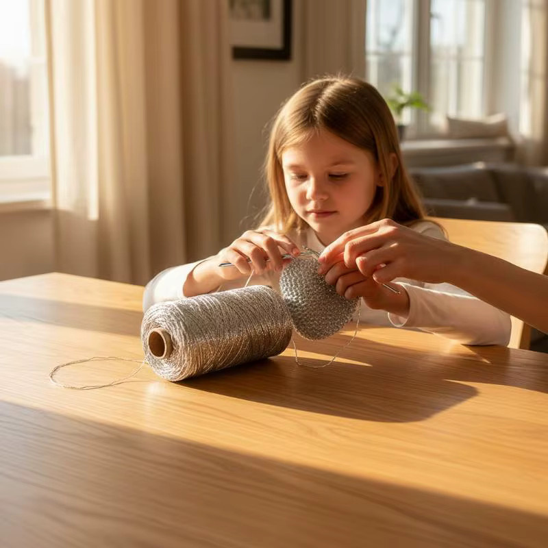 Eelhoe Seidengarn Silber 200 m Rolle für Häkeln und Handarbeit - Bild 3