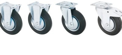 Bauer Rollensatz mit 2 Lenkrollen und 2 Bockrollen aus Kunststoff, Schwarz, Durchmesser: 200 mm, Breite: 200 mm, Höhe: 50 mm - Bild 1
