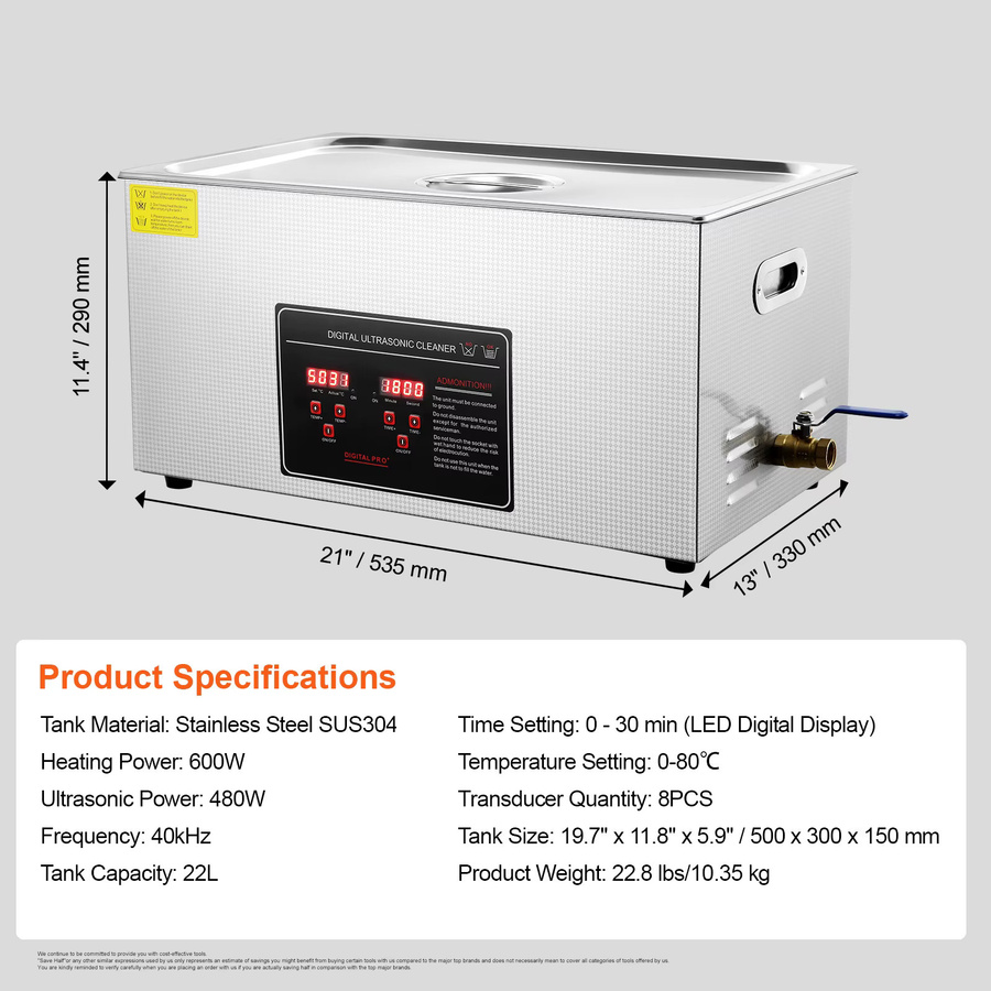 SucceBuy Ultraschallreiniger aus Edelstahl in Silber für den Haushalt mit 22L Volumen - Bild 6