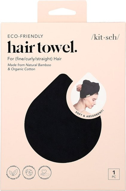 Kitsch Haarhandtuch, schwarz, für feines und lockiges Haar, Unisex - Bild 1