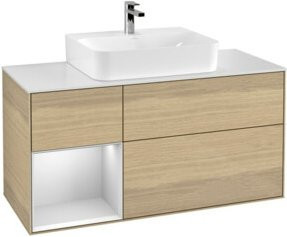 V&B Waschtischunterschrank Finion in Weiß und Eiche, Breite: 120 cm, Tiefe: 50,1 cm, Höhe: 50,1 cm - Bild 1