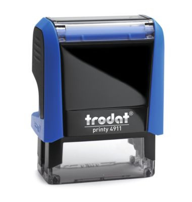 Adress-Stempel trodat Printy 4911 mit blauem Gehäuse und schwarzem Stempelabdruck - Bild 2