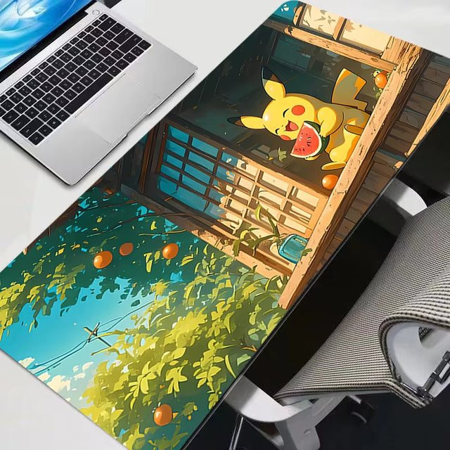 Bandai Pikachu Gaming Mauspad Multicolor Schreibtischunterlage mit verstärkter Kante - Bild 1