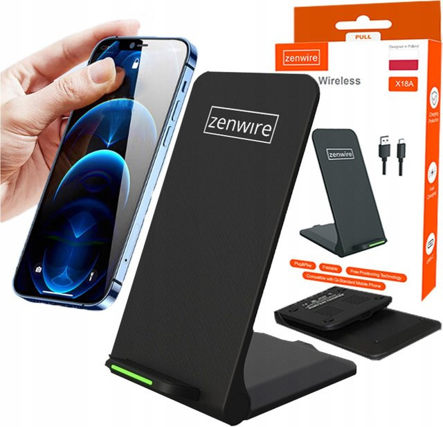 Zenwire X18A Kabellose Ladestation mit Qi-Induktion und 15W Schnellladung via USB-C in Schwarz - Bild 1