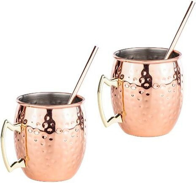 HI 2er-Set Moscow Mule Kupferbecher aus Edelstahl in Gold, Silber und Orange - Bild 1