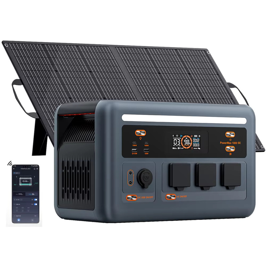 OSCAL PowerMax1800SE Energiespeicher-Kraftwerk mit 1024Wh, 1800W und 100W Solarmodulen, Camping-Mobilbatterie mit LFP-Batterie und reiner Sinuswelle, Farbe: Grau - Bild 8
