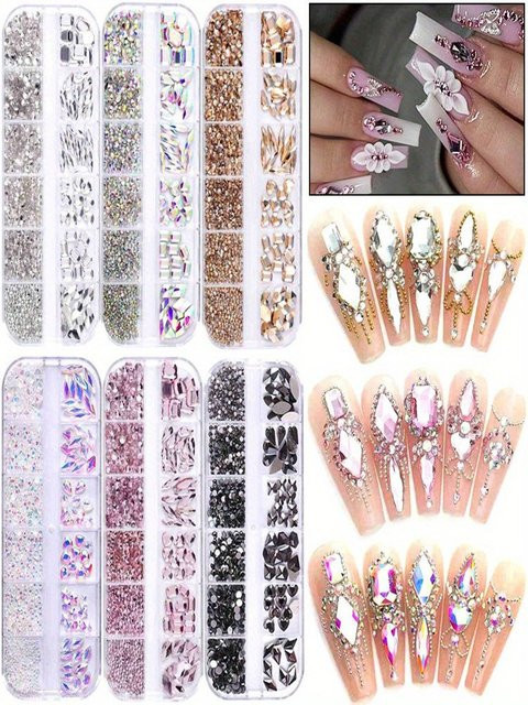FUMOSIK Nagel Charms Rosa Klar AB, 3D Glitter Kristall, Glänzend - Bild 1