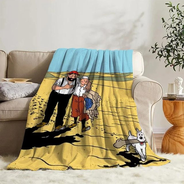 CSQ TWO Tim und Struppi Flanell-Decke aus Fleece, Mehrfarbig, B/H: 75 x 90 cm - Bild 1