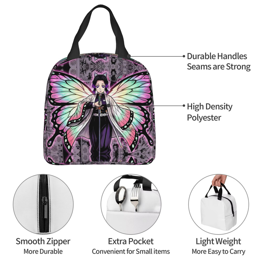 Bandai Demon Slayer Isolierte Lunchtasche Kichijoji Shinobu Thermo-Kühlbox für Damen und Herren, Mehrfarbig, B/T/H: 22,0 x 20,0 cm - Bild 3