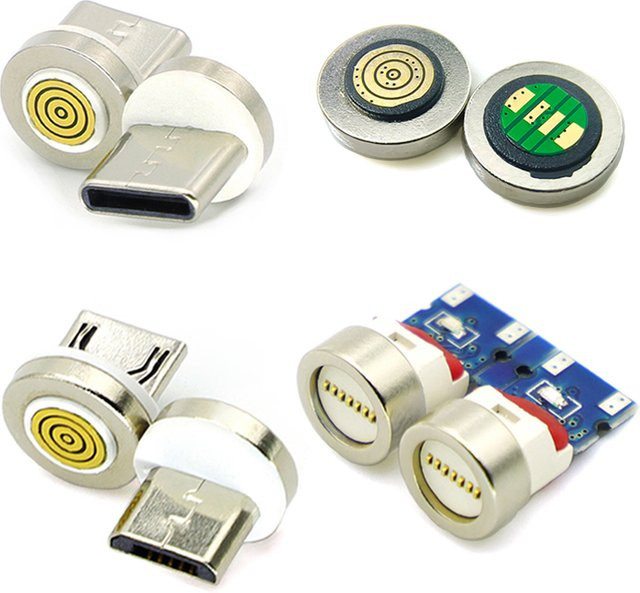 JCD 5er Set Magnetische Ladekabel Adapter mit Micro USB und USB-C Stecker in Gold und Silber - Bild 1