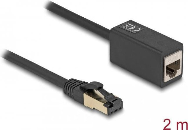 Delock Netzwerkverlängerungskabel CAT 8.1 S/FTP RJ-45 auf RJ-45 Schwarz 2 m - Bild 1