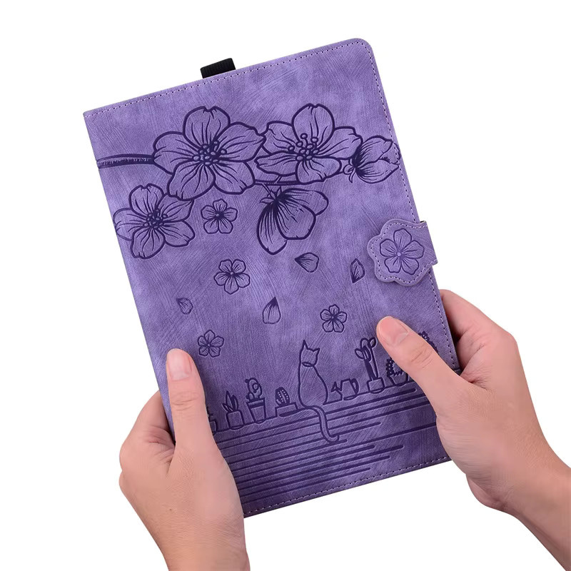 VIGENCIA Schutzhülle für Xiaomi Redmi Pad 2 Pro 12,1 Zoll aus geprägtem PU-Leder mit TPU-Innenhülle und Standfunktion in Rot und Lila - Bild 3