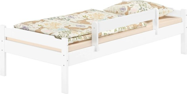 Erst-Holz Einzelbett Modell 31 aus Massiv Kiefer mit Kindersicherung und Rollrost, Farbe Weiß, B/T/H: 90 x 200 x 103 cm - Bild 1