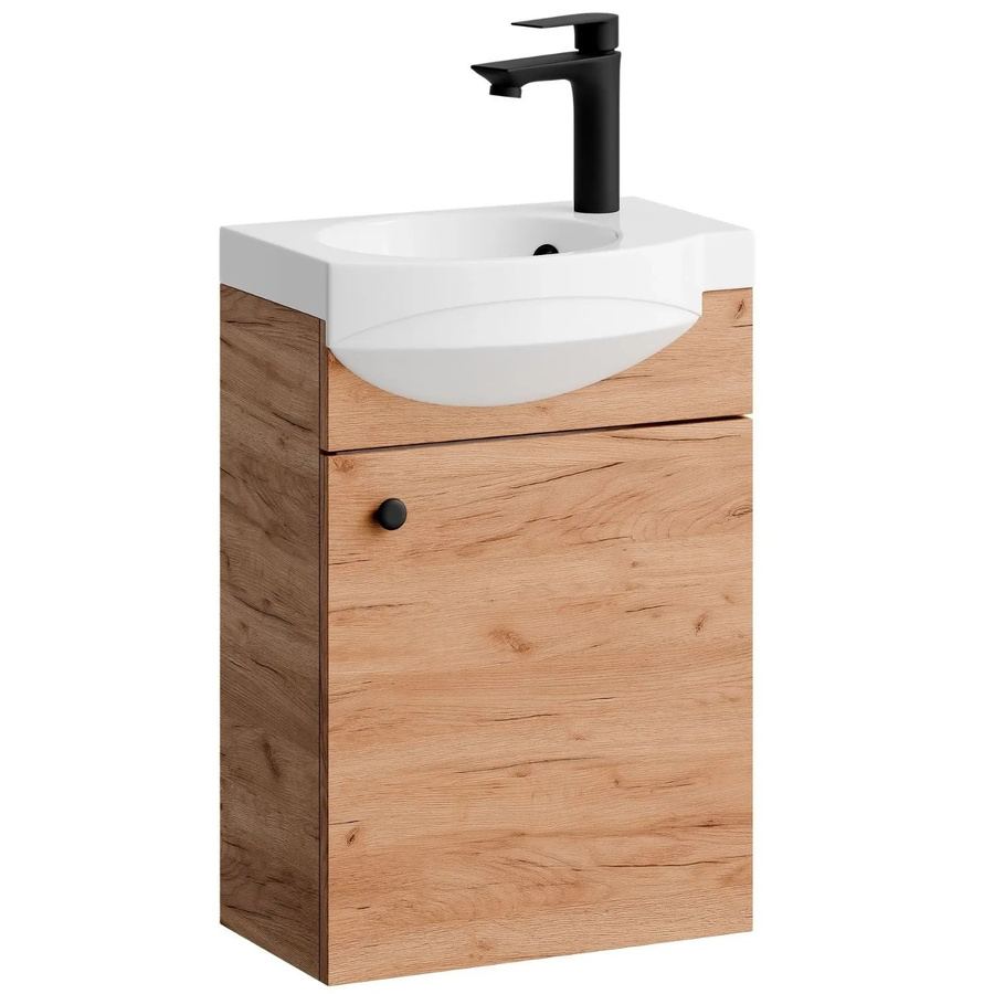 Planetmöbel Waschtischunterschrank Gold Eiche mit Keramikwaschbecken und Soft-Close-Funktion, Breite: 40 cm - Bild 2