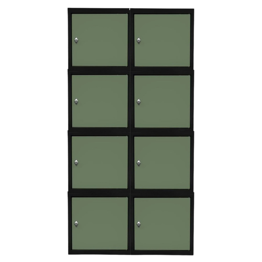 PROREGAL Blocky Schließfachwürfel Set mit 8 Einheiten und Drehriegelschloss für Vorhängeschlösser, Farbe: Anthrazit/Resedagrün, B/T/H: 40 x 40 x 40 cm - Bild 2