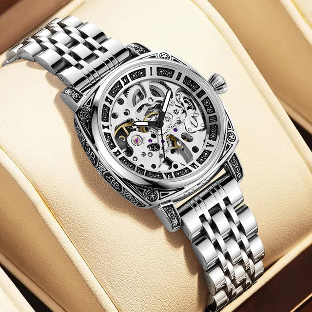 LUOLINGONGJUE Armbanduhr Automatik, Edelstahl, Schwarz, Damen - Bild 1