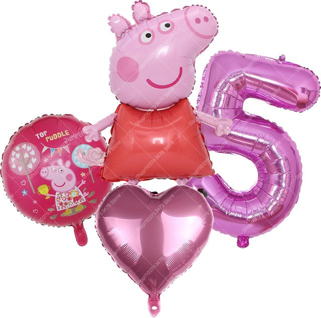 Hasbro Peppa Pig und George Folienballon-Set für Kindergeburtstage und Babypartys in Pink - Bild 1