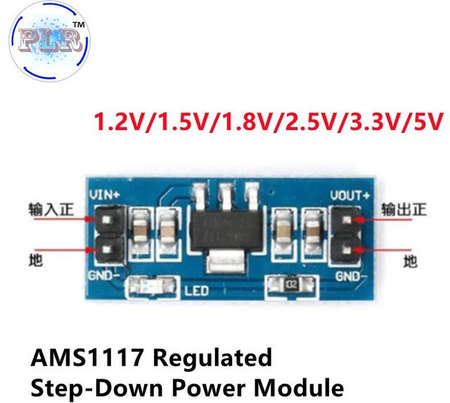 PLR Stromversorgungsmodul AMS1117 in Blau für Bausätze mit Spannungen von 1,2 V bis 5,0 V - Bild 1