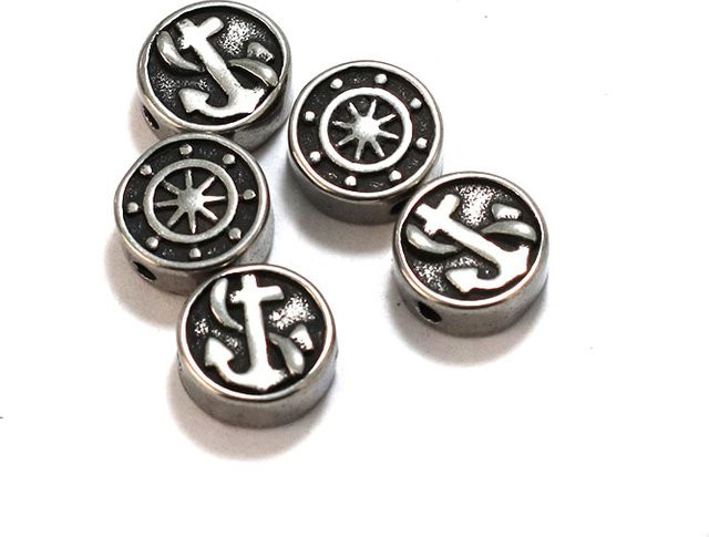 diffone Anker-Metallperlen, Edelstahl, Silber, Unisex - Bild 1