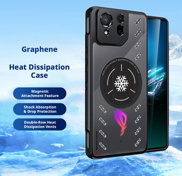 Asus ROG Phone 9 Graphen-Kühlende Magnetische Hülle in Schwarz, Sturzsicheres Softcover für Gamer - Bild 1
