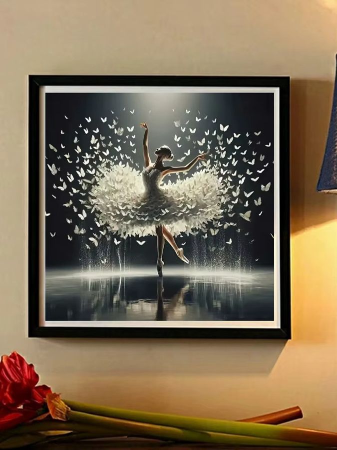 Potdemiel DIY 5D Diamant-Mosaik Set mit Ballett-Mädchen und Schmetterling in Multicolor, Vollbohr-Stickerei für Handarbeit und Deko - Bild 4