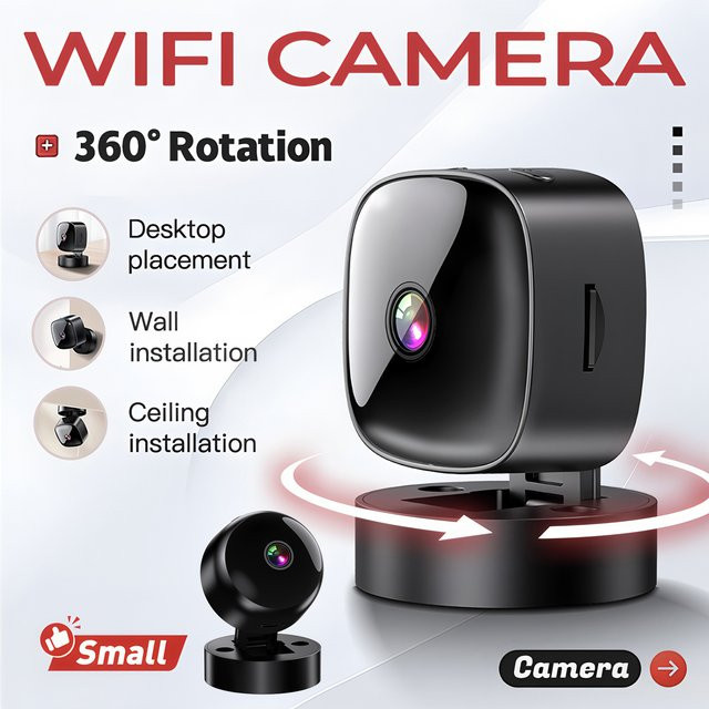 Fireurus Kabellose WLAN Innen-Sicherheitskamera mit 1080P Auflösung, Nachtsicht und Zwei-Wege-Audio in Schwarz - Bild 1