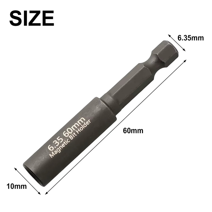 DAZZLEEX Magnetische Schraubendreher Verlängerung Bit Halter Set, 2 Stück, Schwarz, Länge: 60 mm, 1/4 Zoll Hexagon Schaft - Bild 2