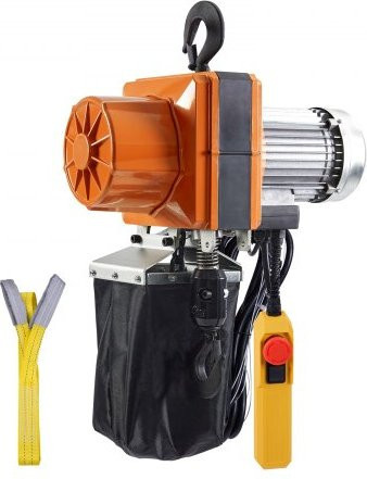 VEVOR Elektrischer Kettenzug mit 2200 lbs Tragkraft, 10 ft Hubhöhe und 10,5 ft/min Geschwindigkeit, 230 V, einphasiger Brückenkran mit G100-Kette und 10 ft Kabelfernbedienung, Orange - Bild 1