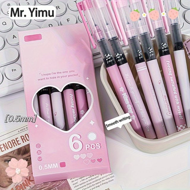 6er-Pack Gelstifte Fresh Style Drunken Berry in Pink mit 0,5 mm Spitze für Büro und Schule - Bild 1